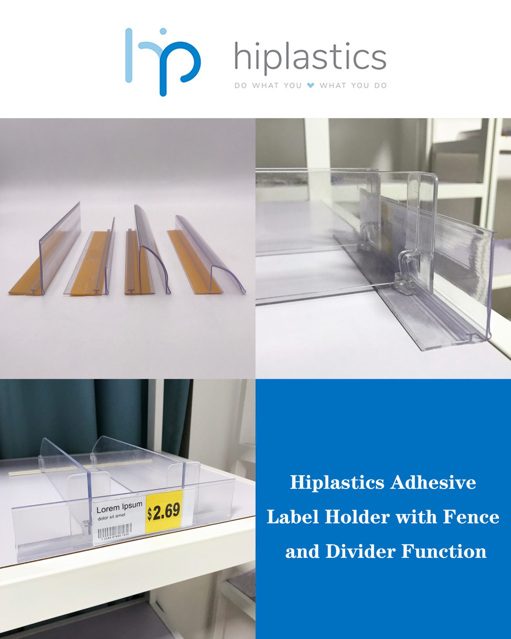 Hiplastics Adhesive Label Holder with Fence and Divider缩略图